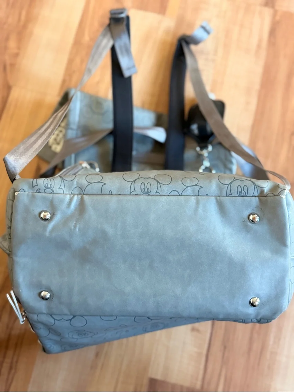 Petunia Pickle Bottom Mickey Outline Diaper Bag in Sage Gray